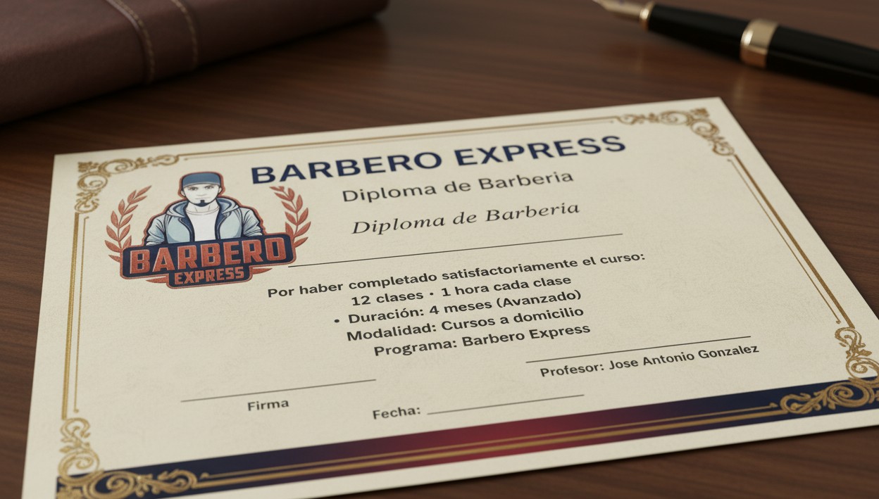 Certificado del curso de barbería